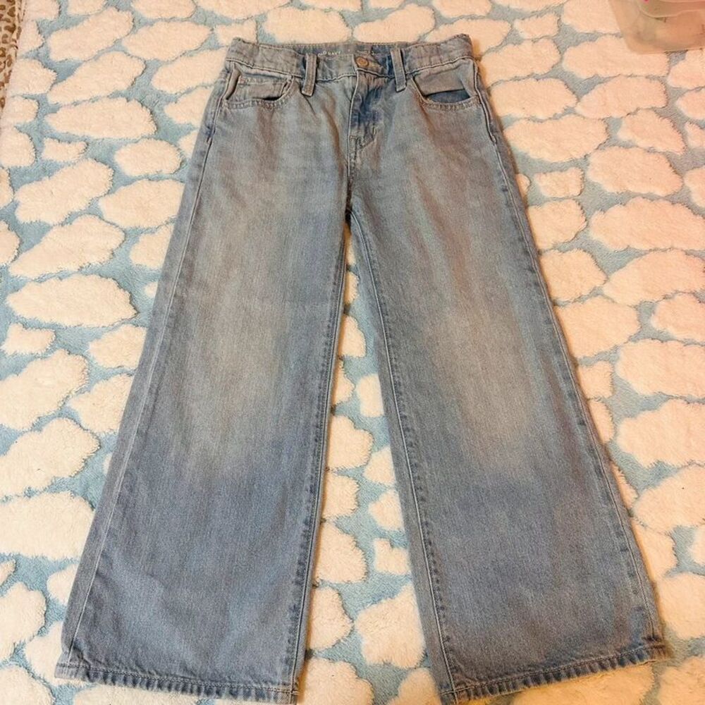 Old Navy Girls Light Wash Wide-Leg Jeans Size 8